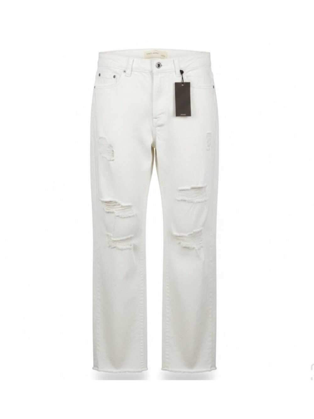 Banjara Womens White Distressed Straight-Leg Jeans With Raw Hem Size 9/28